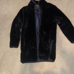 J. Crew Women's Black Faux Fur Puffer Jacket
